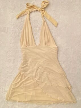 Cream Halter Mini Dress